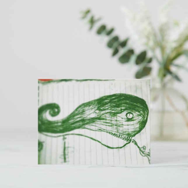 green whale yaei cartoon anime manga  postcard (Standing Front)