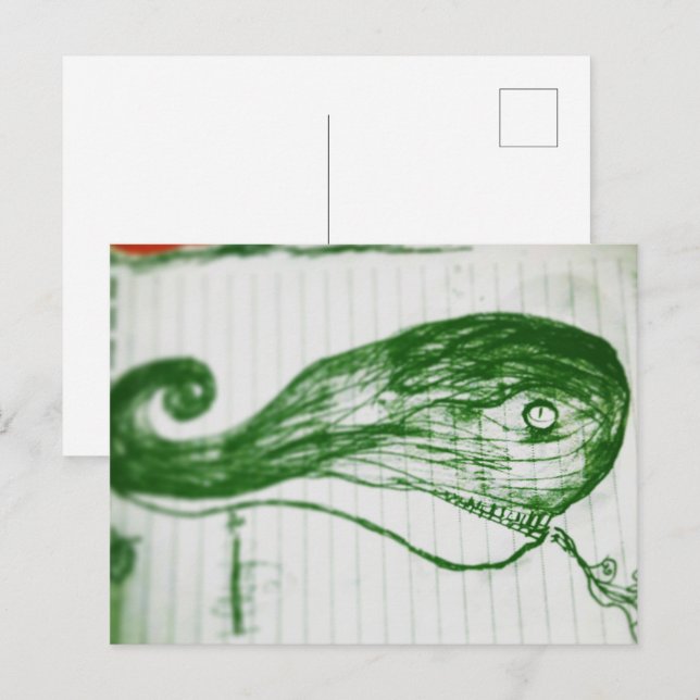 green whale yaei cartoon anime manga  postcard (Front/Back)