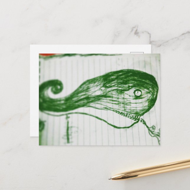 green whale yaei cartoon anime manga  postcard (Front/Back In Situ)