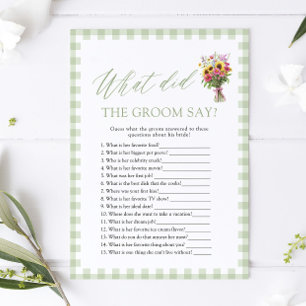 Green What Did The Groom Say Bridal Shower Game Invitation
