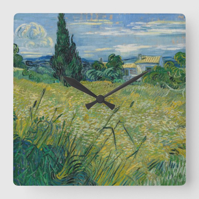 Green Wheat | 1889 Square Wall Clock (Front)