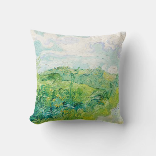 Green Wheat Field Van Gogh  Throw Pillow