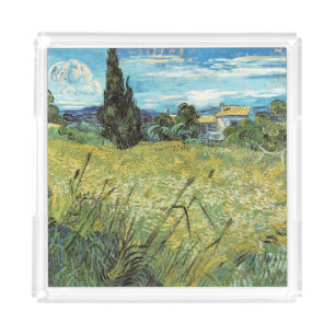 Green Wheat Field Vincent van Gogh Acrylic Tray