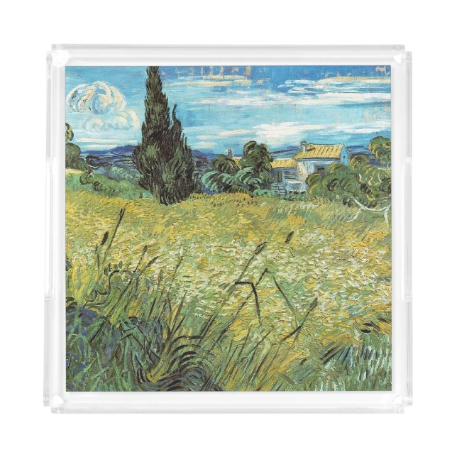 Green Wheat Field  Vincent van Gogh  Acrylic Tray (Front)