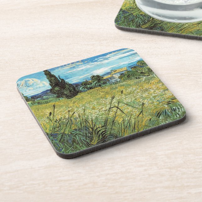 Green Wheat Field  Vincent van Gogh  Beverage Coaster (Left Side)