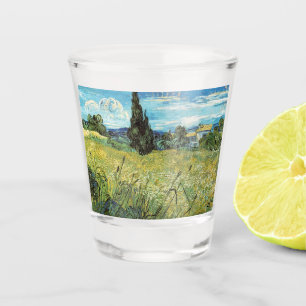 Green Wheat Field Vincent van Gogh Can Cooler Shot Glass