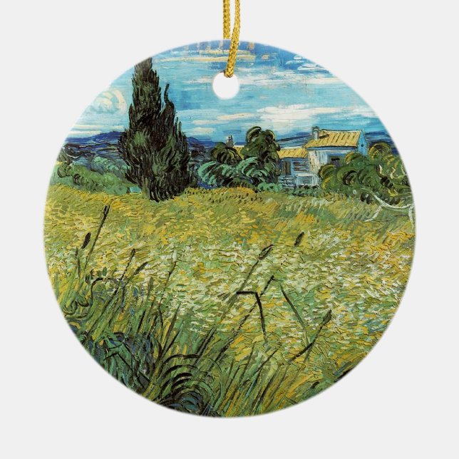 Green Wheat Field  Vincent van Gogh     Ceramic Ornament (Front)
