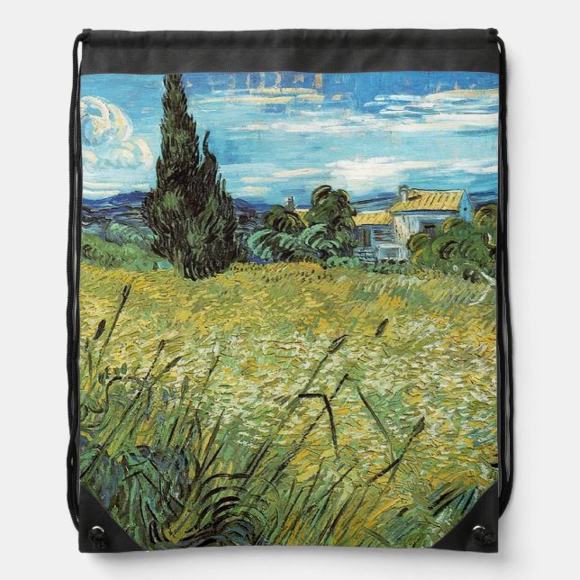 Green Wheat Field  Vincent van Gogh    Drawstring Bag (Front)