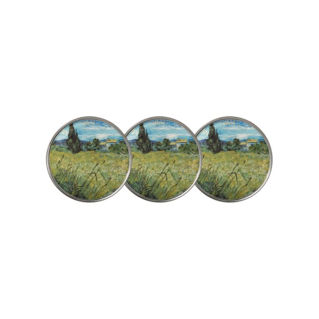 Green Wheat Field  Vincent van Gogh   Golf Ball Marker (3 Up)
