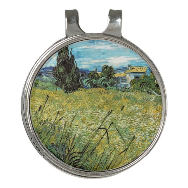 Green Wheat Field  Vincent van Gogh   Golf Hat Clip (Front)