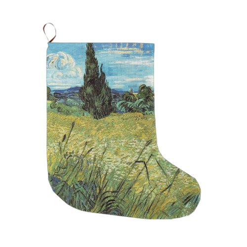 Green Wheat Field  Vincent van Gogh    Large Christmas Stocking