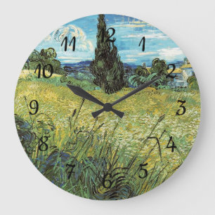 Green Wheat Field Vincent van Gogh Large Clock