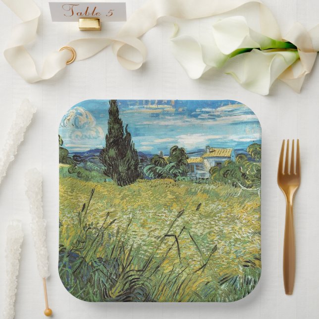 Green Wheat Field  Vincent van Gogh      Paper Plates (Wedding)