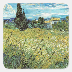 Green Wheat Field  Vincent van Gogh    Square Sticker