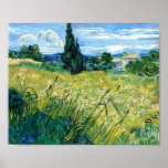 Green Wheat Field with Cypress (1889) Van Gogh Art Poster<br><div class="desc">Vincent Van Gogh's famous Post-Impressionist painting of the sunny broad green cypress wheatfield is featured in the sunny Green Wheat Field with Cypress (1889) fine art print poster. A Wheatfield with Cypresses is a group of three 1889 oil paintings by Vincent van Gogh that are related. Van Gogh lived in...</div>