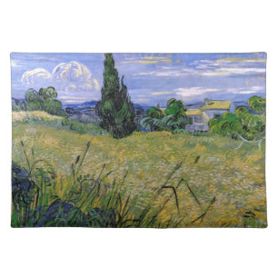 Green Wheat Field with Cypress by Van Gogh. Cloth Placemat