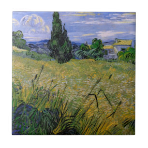 Green Wheat Field with Cypress by Vincent van Gogh Ceramic Tile