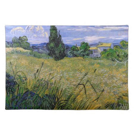 Green Wheat Field With Cypress By Vincent Van Gogh Cloth Placemat