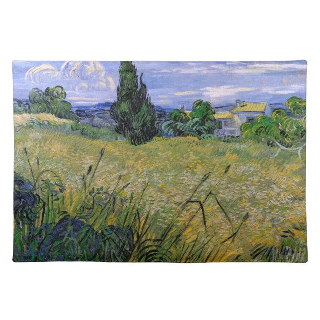 Green Wheat Field with Cypress by Vincent van Gogh Cloth Placemat (Front)