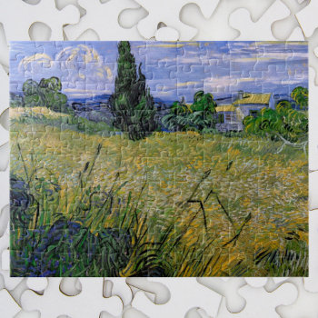 Green Wheat Field With Cypress By Vincent Van Gogh Jigsaw Puzzle by VanGogh_Gallery at Zazzle