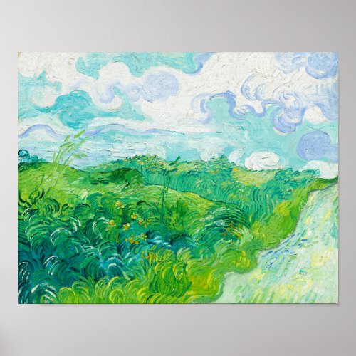 Green Wheat Fields Auvers 1890 by van Gogh Poster