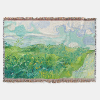 Green Wheat Fields Auvers(F807) Van Gogh Fine Art Throw Blanket