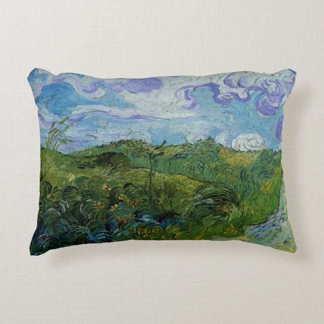 Green Wheat Fields by Vincent van Gogh Accent Pillow (Front)