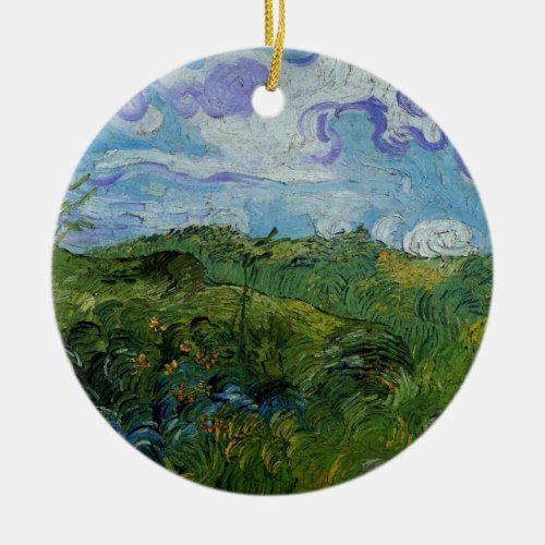 Green Wheat Fields by Vincent van Gogh Ceramic Ornament