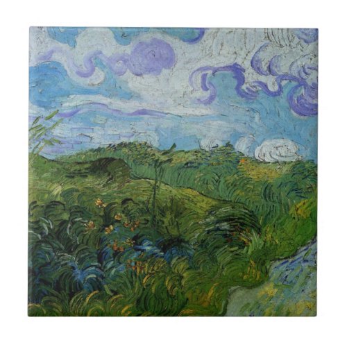 Green Wheat Fields by Vincent van Gogh Ceramic Tile