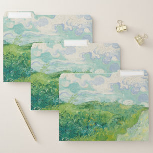 Green Wheat Fields Landscape Art Van Gogh File Folder