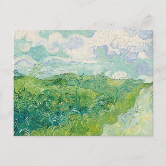 Green Wheat Fields Landscape Art Van Gogh Postcard (Front)