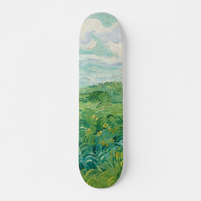 Green Wheat Fields Landscape Art Van Gogh Skateboard (Front)