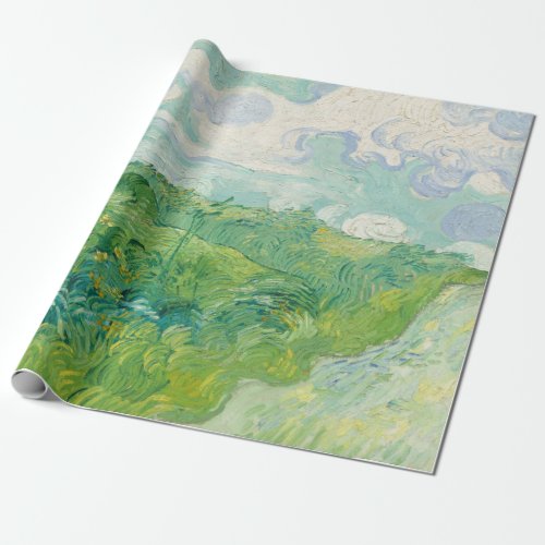 Green Wheat Fields Landscape Art Van Gogh Wrapping Paper