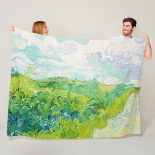 Green Wheat Fields, Van Gogh Fleece Blanket