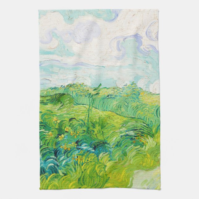 Green Wheat Fields, Van Gogh Kitchen Towel (Vertical)