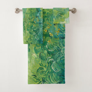 Green Wheat Fields Van Gogh Vintage Art Bath Towel Set