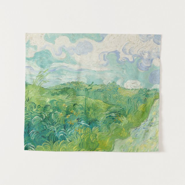 Green Wheat Fields Van Gogh Vintage Art Tapestry (Front (Horizontal))