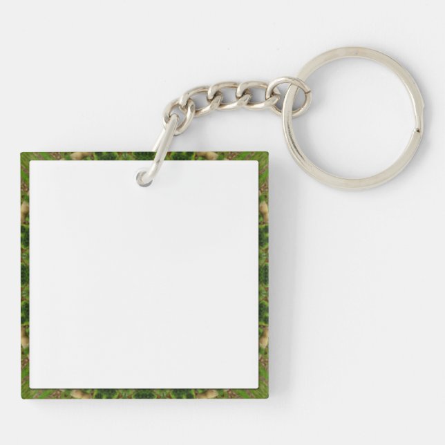 Green Wheel Mandala / Grünes Rad Mandala Keychain (Back)