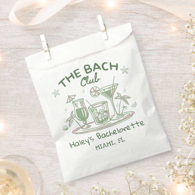 Green Whimsical Beach Cocktail Bachelorette Party Favor Bag (Clipped)