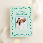 Green Whimsical Doodle Wavy Frame Christmas Photo Holiday Card<br><div class="desc">Send your family Christmas greetings with this whimsical Christmas photo card featuring a doodle, hand-drawn wavy border frame and charming handwritten script that says "Merry Christmas". This quirky, fun and playful card comes in green, but you can change the colour. The back of the card also has space to enter...</div>