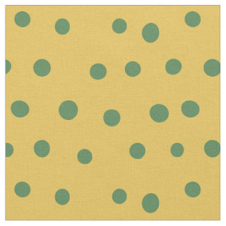 Green Whimsical Dots on Yellow Fabric