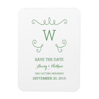 Green Whimsical Flourish Save the Date Magnet