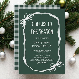 Green Whimsical Hand Drawn Christmas Dinner Party Invitation