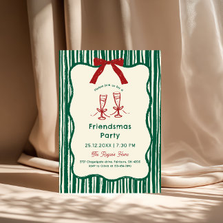 Green Whimsical Hand Drawn Friendsmas Party Invitation