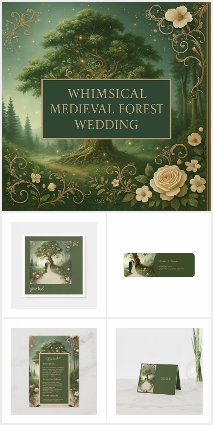 green Whimsical Medieval Forest Wedding collection