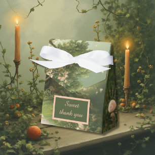 green Whimsical Medieval Forest Wedding  Favor Boxes