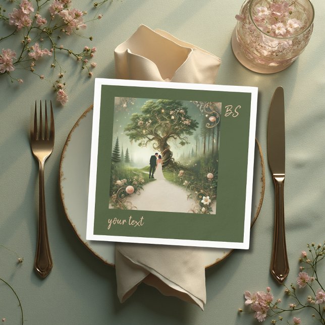 green Whimsical Medieval Forest Wedding  Napkins (Creator Uploaded)