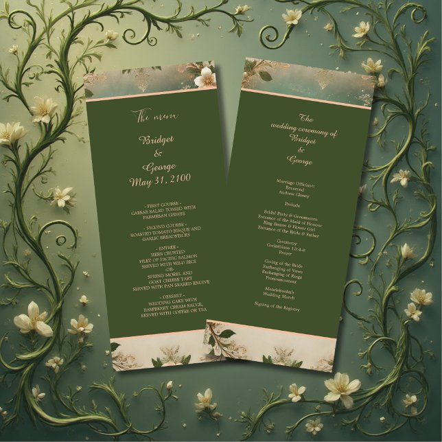 green Whimsical Medieval Forest Wedding program  (Creator Uploaded)