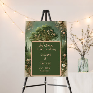 green Whimsical Medieval Forest Wedding welcome Foam Board