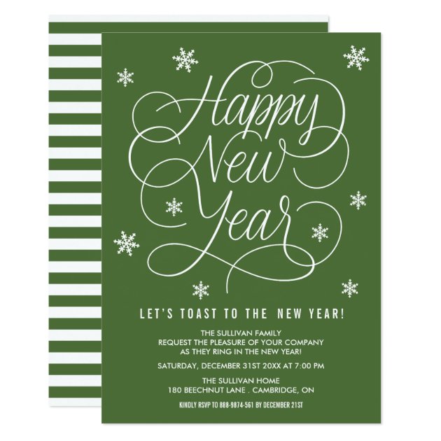 Green Whimsical New Year's Eve Party Invitation
